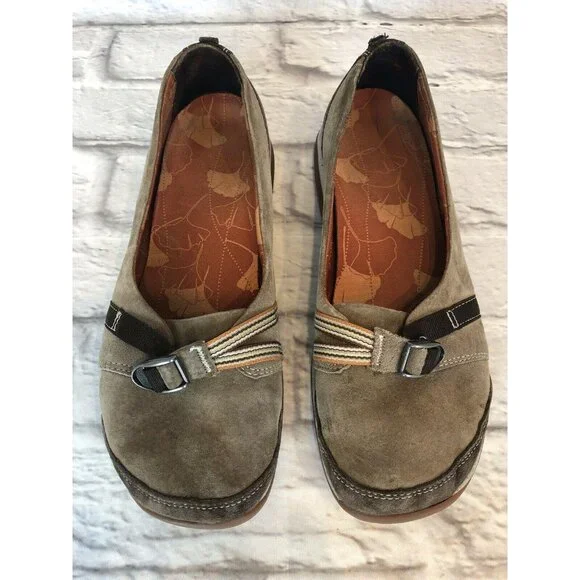 CHACO CLARA Tan Nubuck Flats Slip On Shoes Buckle Womens 8.5 (g1f) - Picture 2 of 10